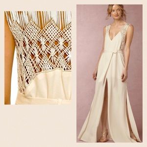 Boho Lace-Back Cream Maxi Dress
